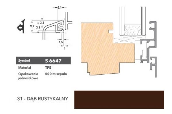 Uszczelka okienna S6647 – 400 m Deventer Dąb rustykalny