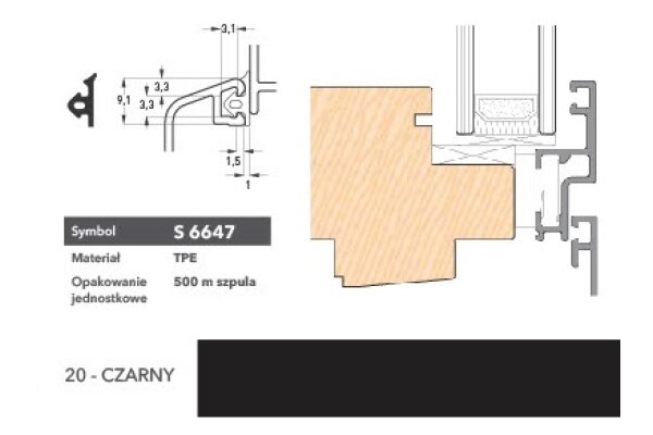 Uszczelka okienna S6647 – 400 m Deventer Czarny