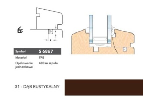 Uszczelka okienna przylgniowa S6867 – 400 m Deventer Dąb rustykalny