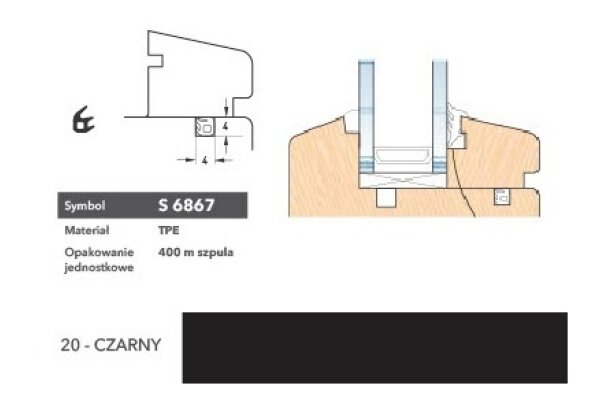 Uszczelka okienna przylgniowa S6867 – 400 m Deventer Czarny