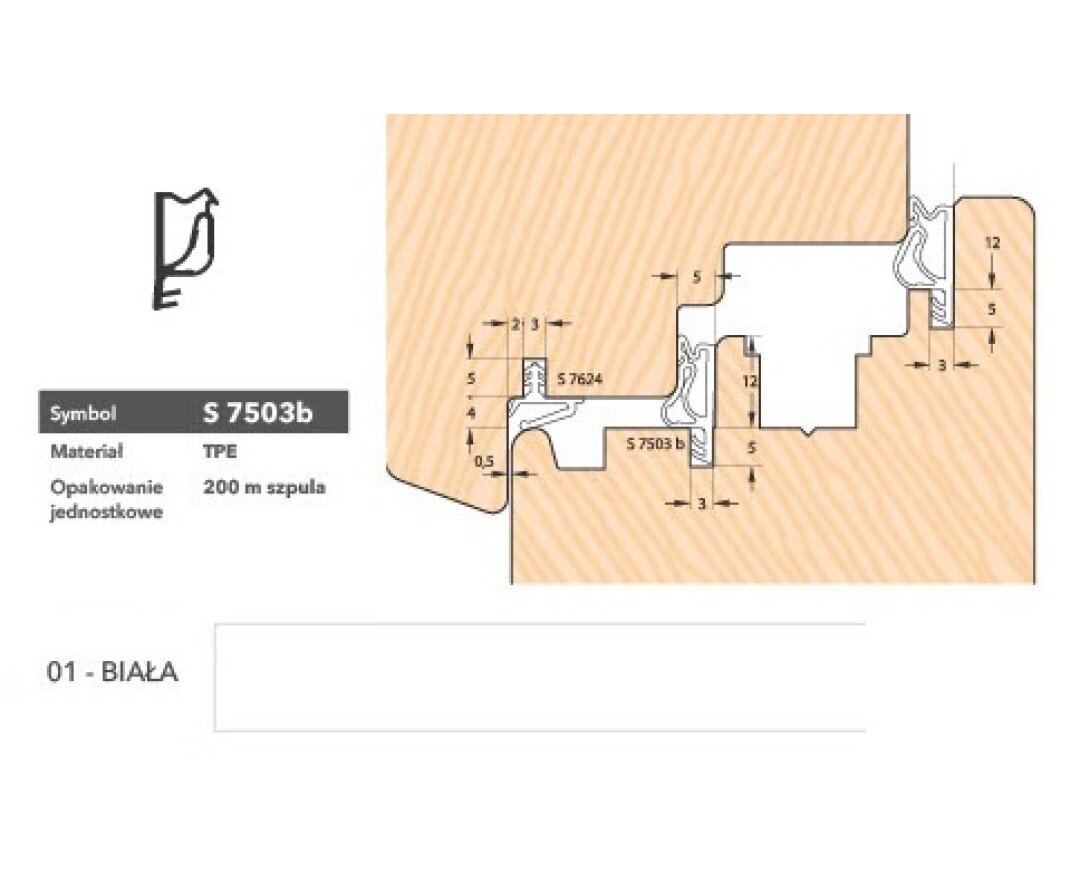 Uszczelka okienna przylgniowa S7503b – 150 m- fot-