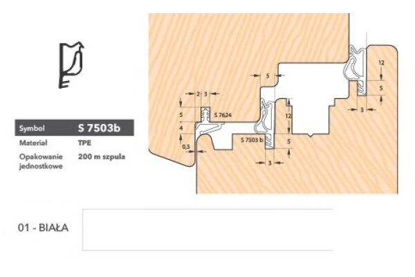 Uszczelka okienna przylgniowa S7503b – 150 m Deventer Biały