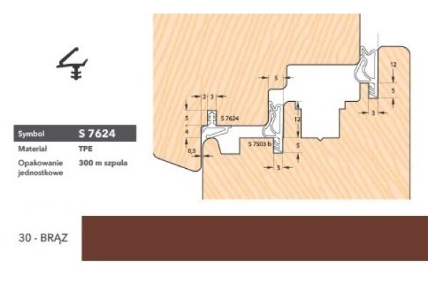 Uszczelka okienna przylgniowa S7624 – 250 m Deventer Brązowy