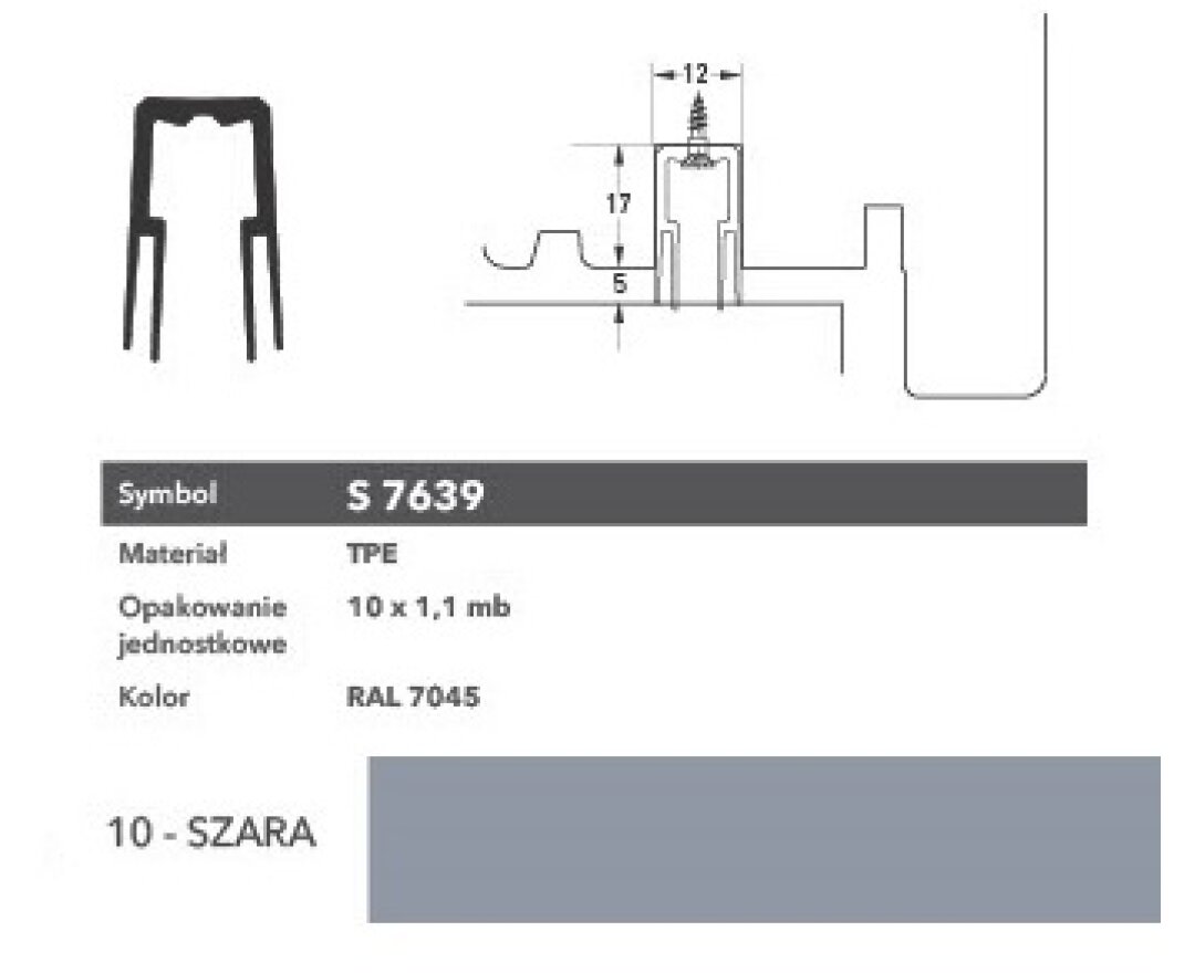 Uszczelka do doszczelnienia progowego S7639 1,1 m- fot-