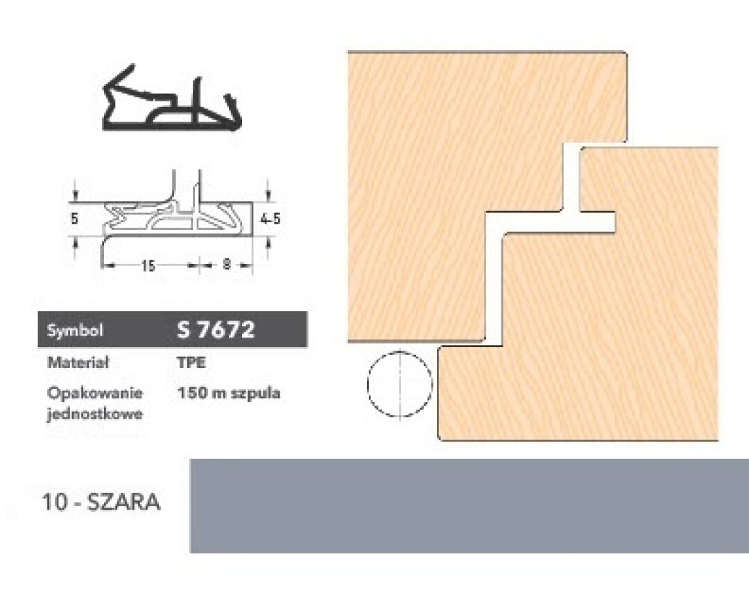 Uszczelka do drzwi zewnętrznych S7672 – 150 m- fot-