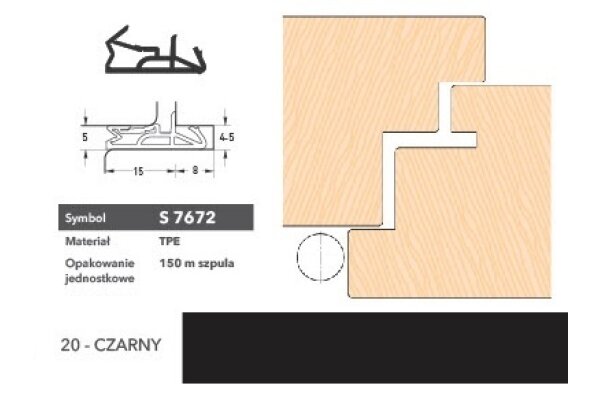 Uszczelka do drzwi zewnętrznych S7672 – 150 m Deventer Czarny