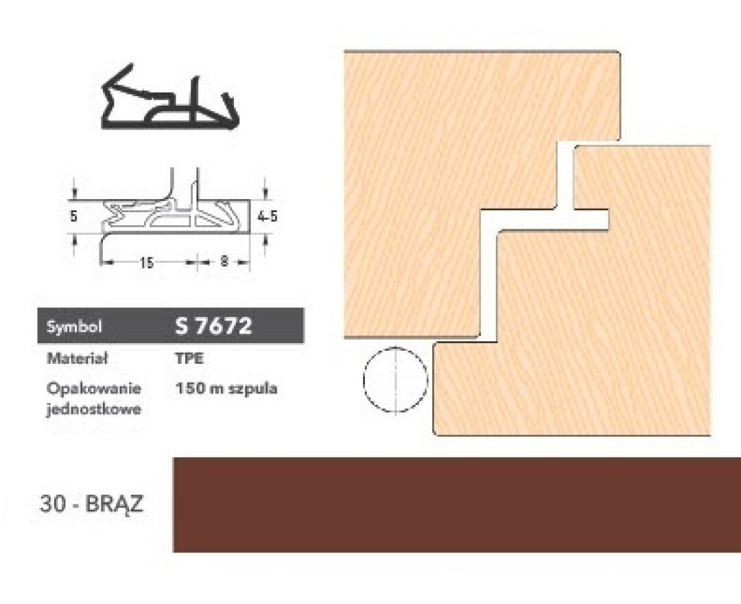 Uszczelka do drzwi zewnętrznych S7672 – 150 m- fot-