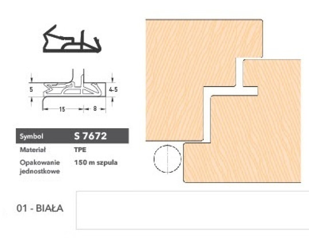 Uszczelka do drzwi zewnętrznych S7672 – 150 m- fot-