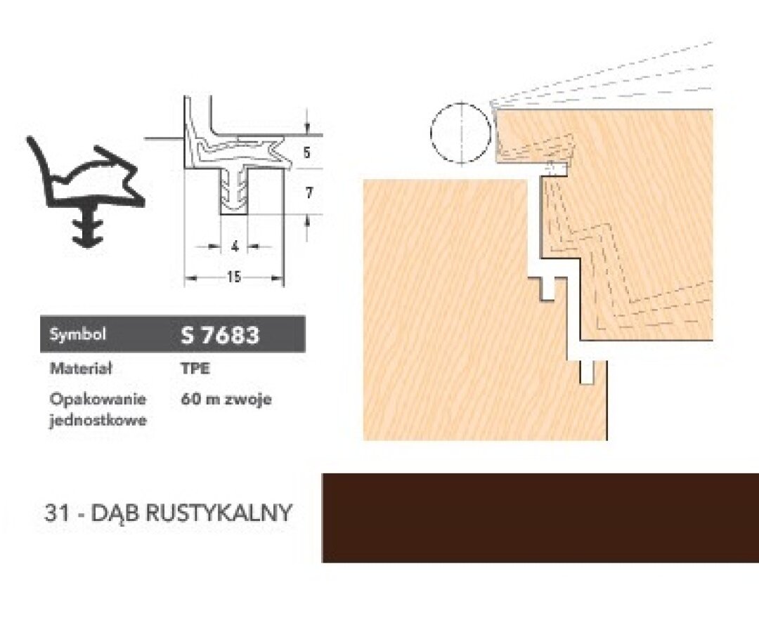 Uszczelka do drzwi wewnętrznych S7683 – 120 m- fot-