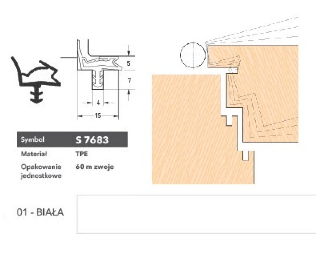 Uszczelka do drzwi wewnętrznych S7683 – 120 m- fot-