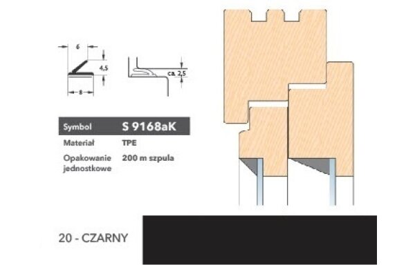 Uszczelka renowacyjna z taśmą klejoną S9168aK 200m Deventer Czarny