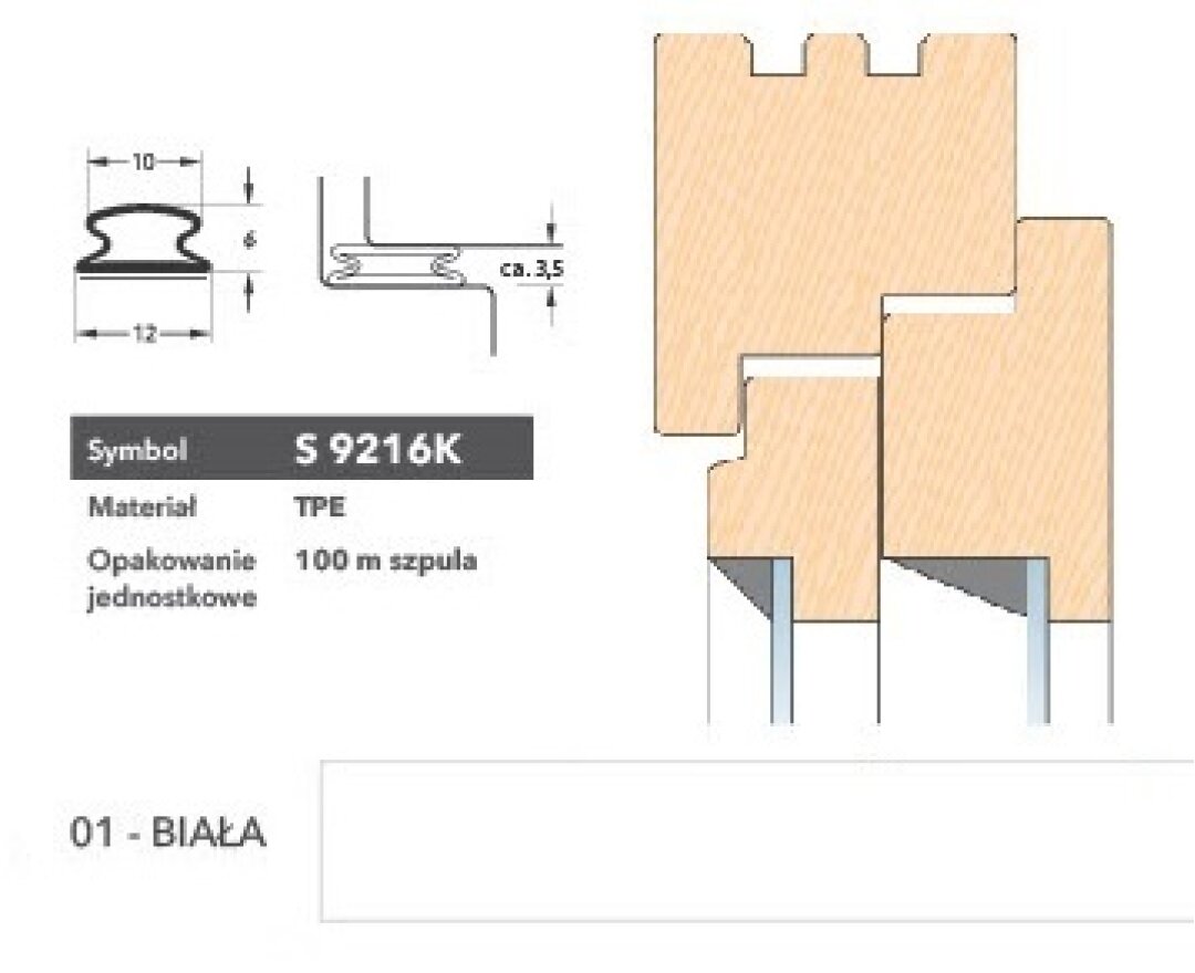 Uszczelka renowacyjna z taśmą klejoną S9216K 100m- fot-