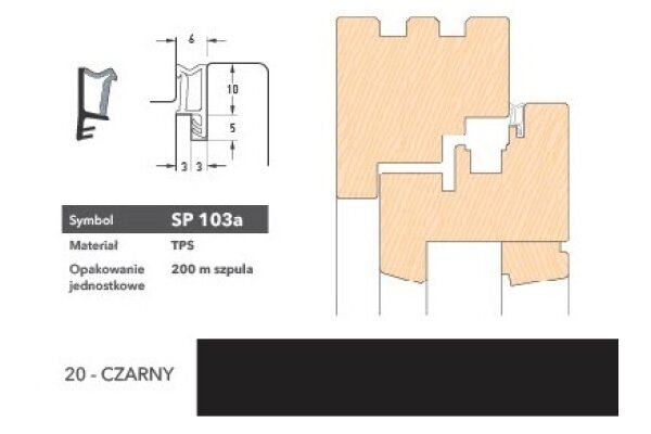 Uszczelka okienna krawędziowa SP103a - 200m Deventer Czarny