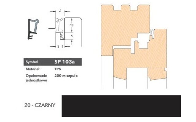 Czyszczenie Magazynów – Uszczelka okienna krawędziowa SP103a - 200m Deventer Czarny
