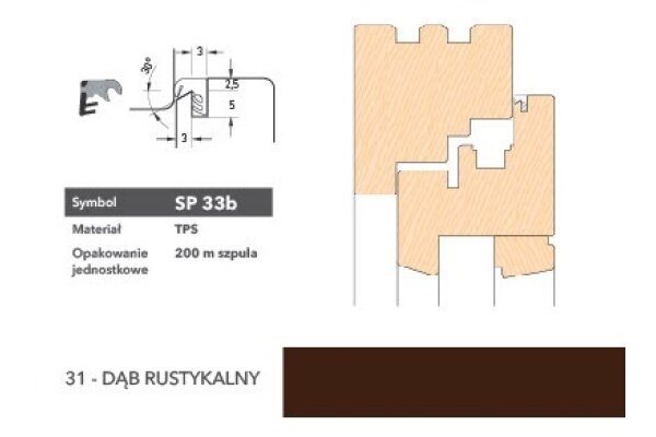 Uszczelka okienna krawędziowa SP33b - 200m Deventer Dąb rustykalny