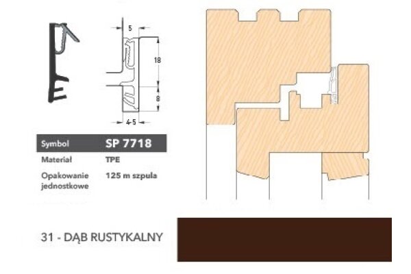 Uszczelka okienna krawędziowa SV7718 – 125m Deventer Dąb rustykalny