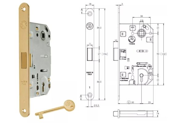 ZAMEK MAGNETYCZNY 90KL E=50mm STV Mosiądz