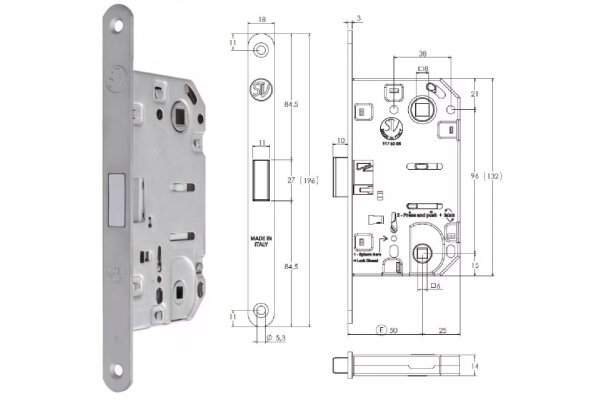 ZAMEK MAGNETYCZNY 96WC E=50mm [KWADRAT 6mm] STV Chrom matowy