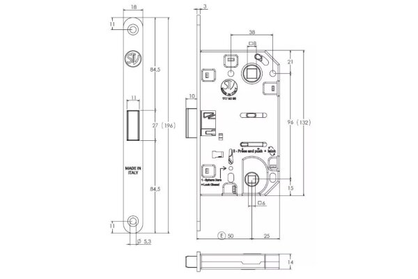 ZAMEK MAGNETYCZNY 96WC E=50mm [KWADRAT 6mm] STV Nikiel matowy