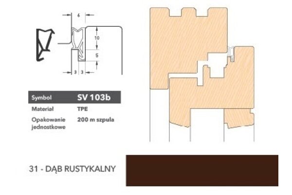 Uszczelka okienna krawędziowa SV103b - 200 m Deventer Dąb rustykalny