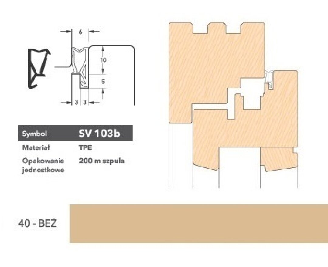 Uszczelka okienna krawędziowa SV103b - 200 m- fot-