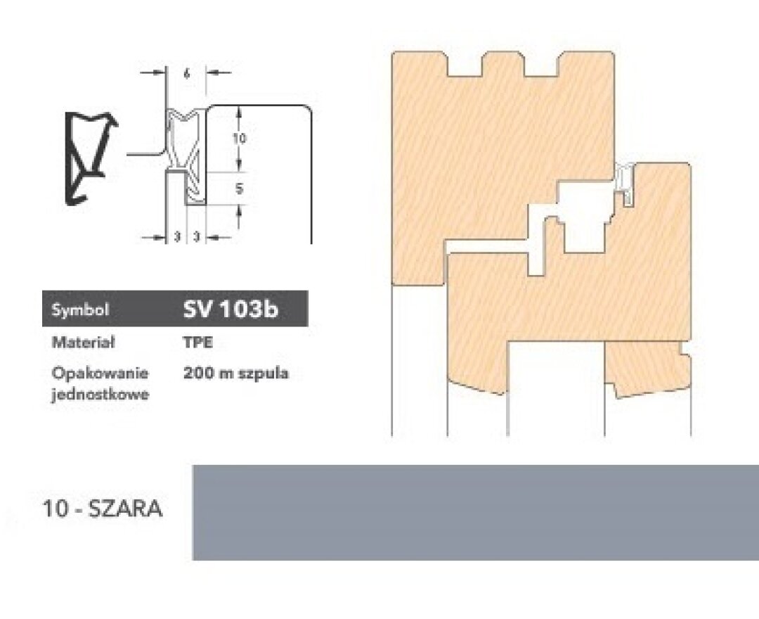 Uszczelka okienna krawędziowa SV103b - 200 m- fot-