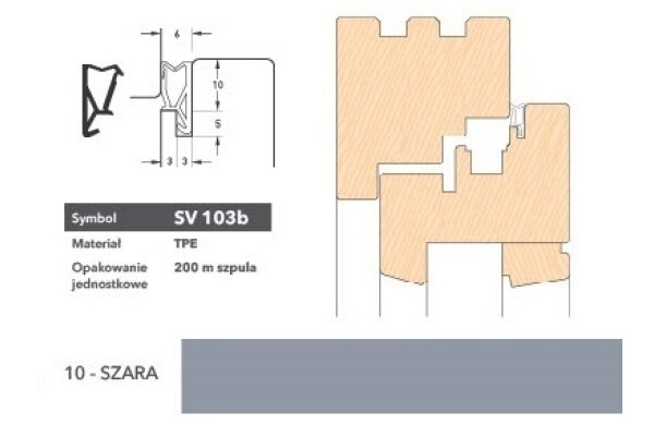 Uszczelka okienna krawędziowa SV103b - 200 m Deventer Szary