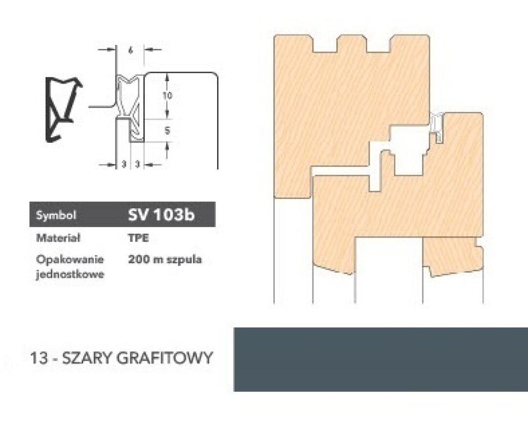 Uszczelka okienna krawędziowa SV103b - 200 m- fot-
