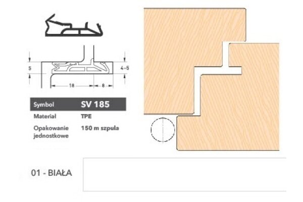 Uszczelka do drzwi zewnętrznych SV185 150m Deventer Biały