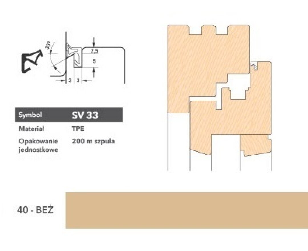Uszczelka okienna krawędziowa SV33 - 200 m- fot-