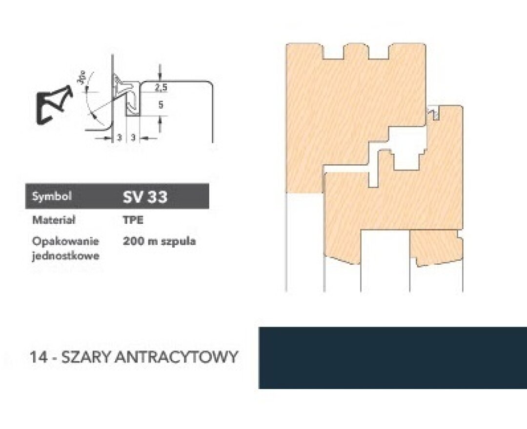 Uszczelka okienna krawędziowa SV33 - 200 m- fot-