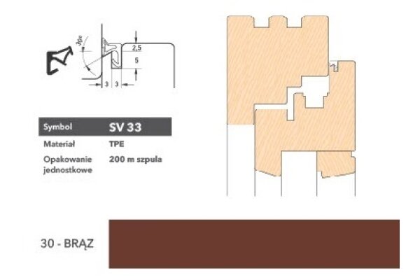 Uszczelka okienna krawędziowa SV33 - 200 m Deventer Brązowy
