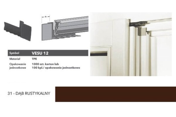 Końcówka uszczelki słupka ruchomego VESU12 Deventer Dąb rustykalny