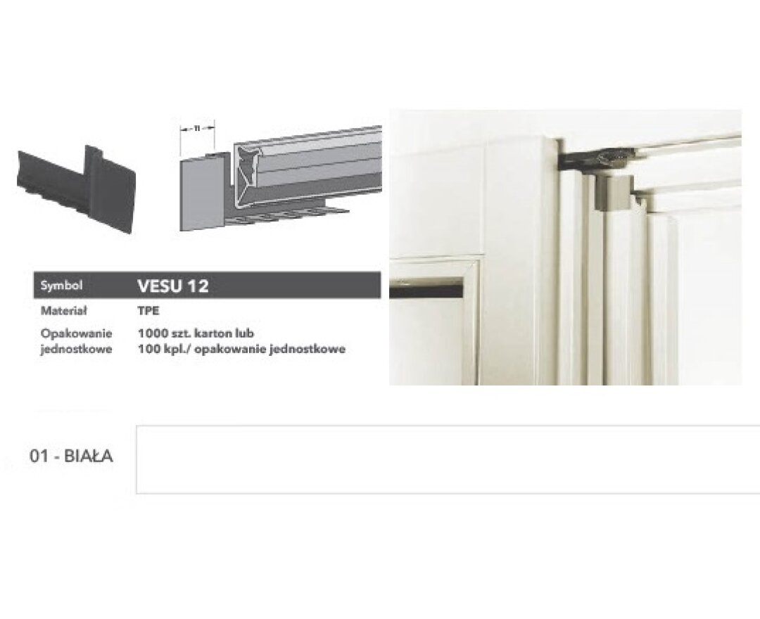 Końcówka uszczelki słupka ruchomego VESU12- fot-