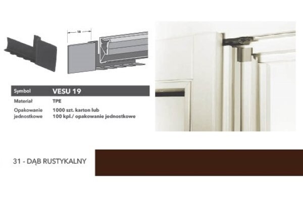 Końcówka uszczelki słupka ruchomego VESU19 Deventer Dąb rustykalny