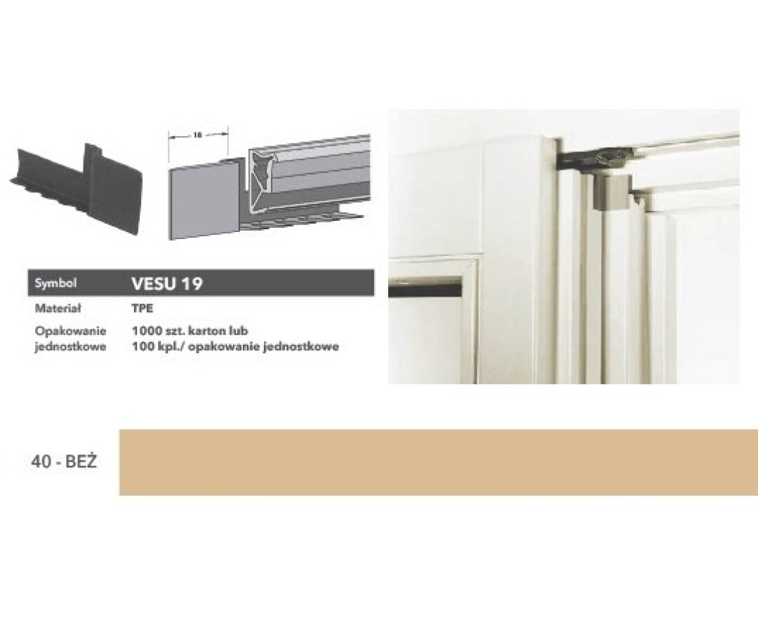 Końcówka uszczelki słupka ruchomego VESU19- fot-