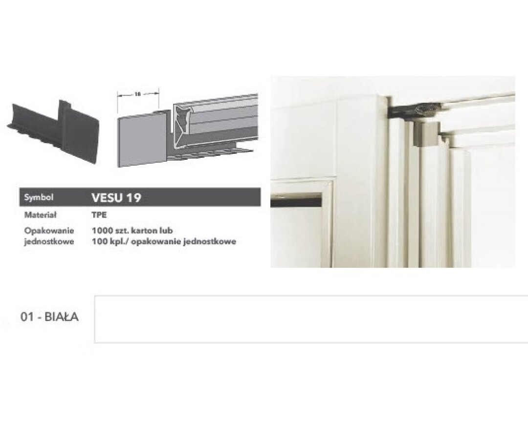 Końcówka uszczelki słupka ruchomego VESU19- fot-