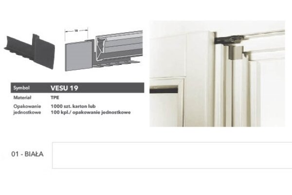 Końcówka uszczelki słupka ruchomego VESU19 Deventer Biały