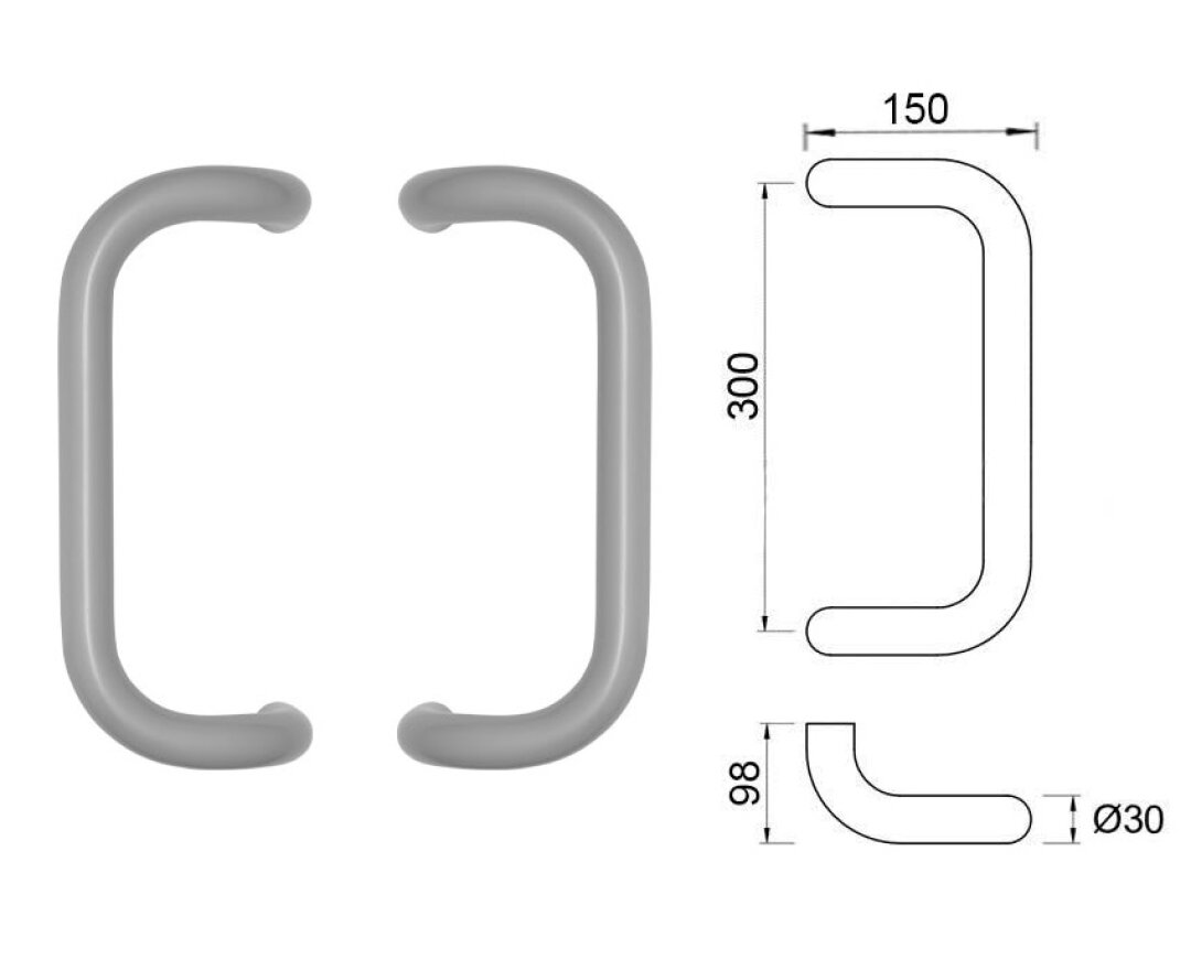 Pochwyt odgięty 330/300 mm- fot-