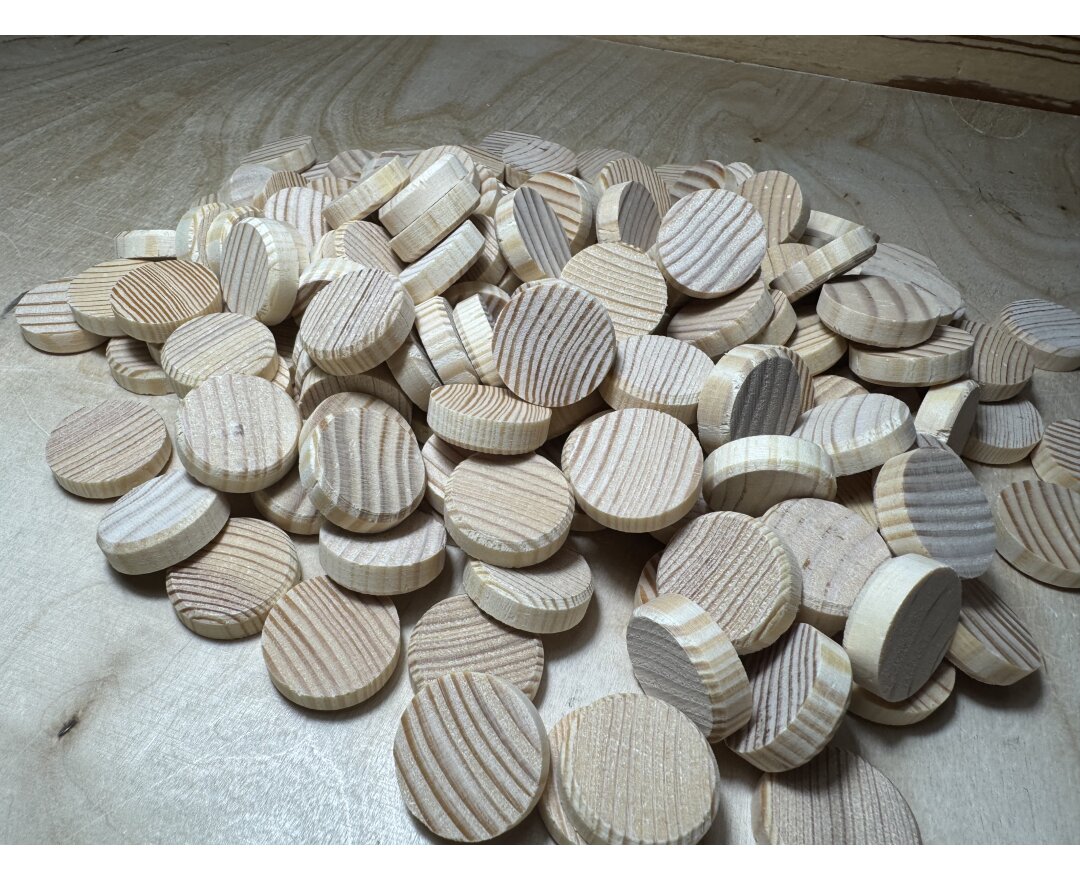 Fleki, Sęki i zaprawki deskowe ɸ25x7 mm - faza, 2000 szt.- fot-