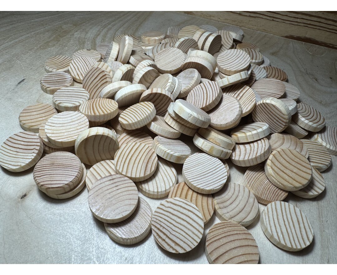 Fleki, Sęki i zaprawki deskowe ɸ30x7 mm - faza, 1000 szt.- fot-