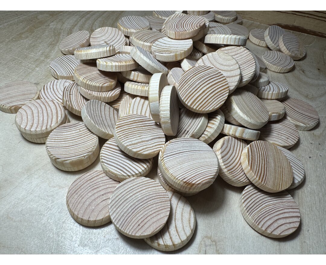 Fleki, Sęki i zaprawki deskowe ɸ35x7 mm - faza, 1000 szt.- fot-