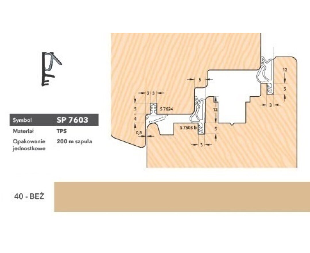 Uszczelka okienna przylgniowa SP7603 - 200m- fot-