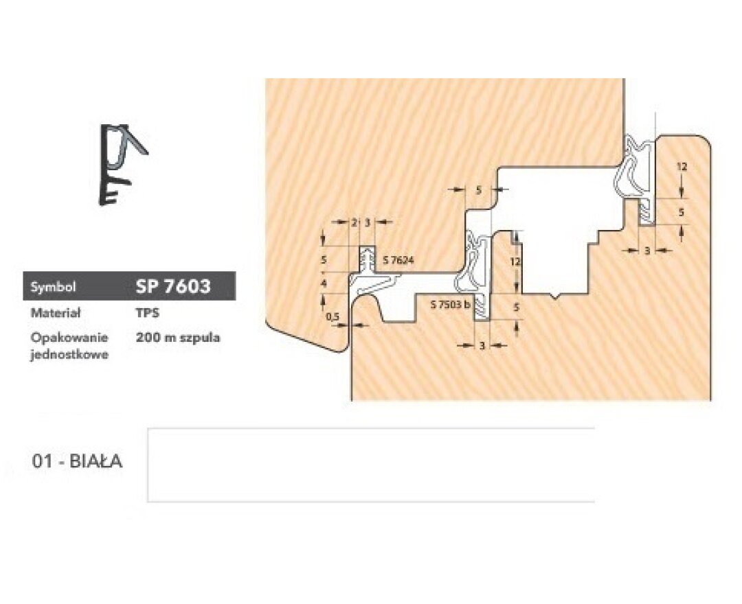 Uszczelka okienna przylgniowa SP7603 - 200m- fot-