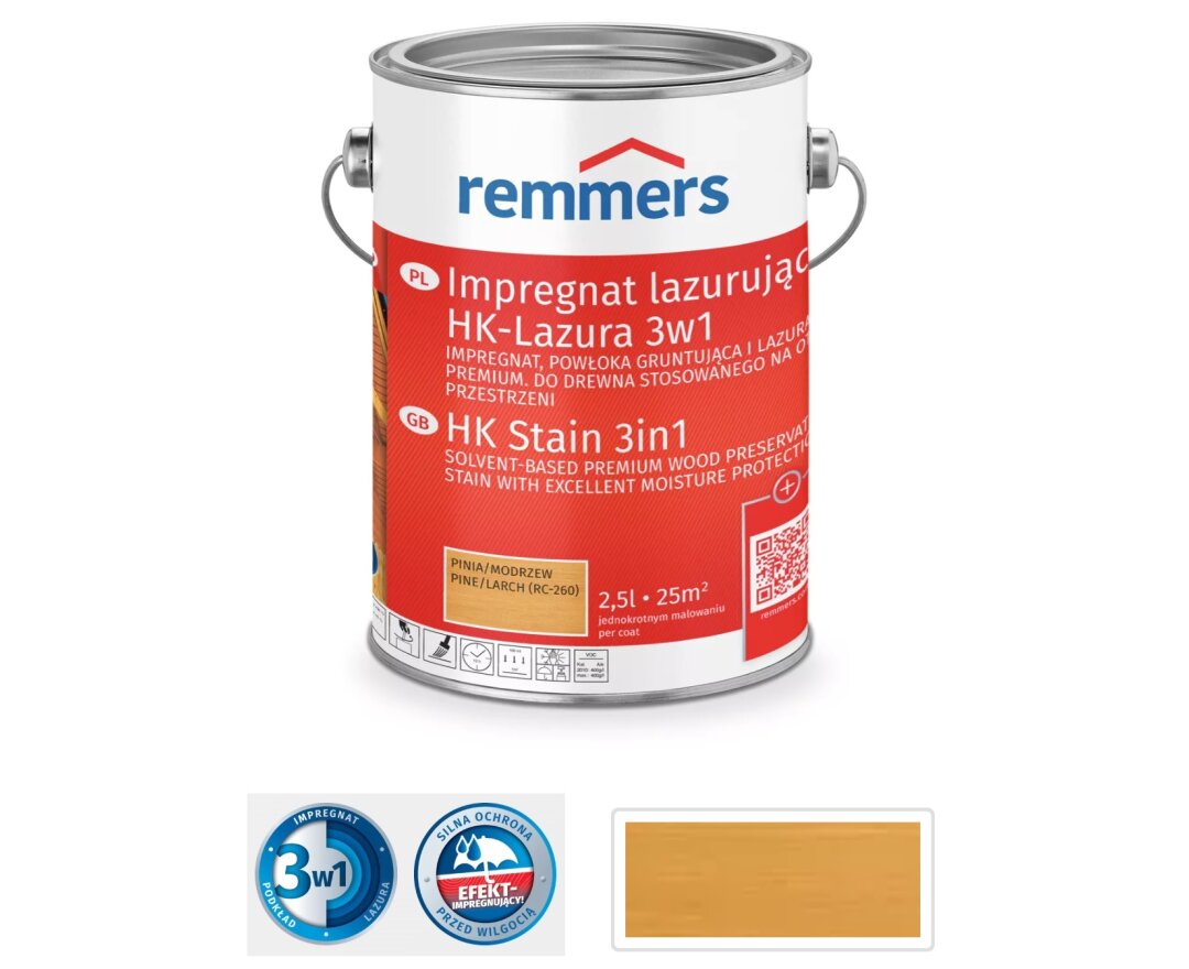 Impregnat lazurujący do drewna HK-Lazura 3w1 5L- fot-