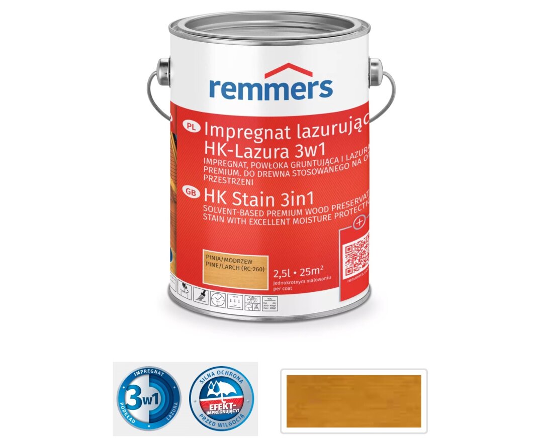 Impregnat lazurujący do drewna HK-Lazura 3w1 5L- fot-
