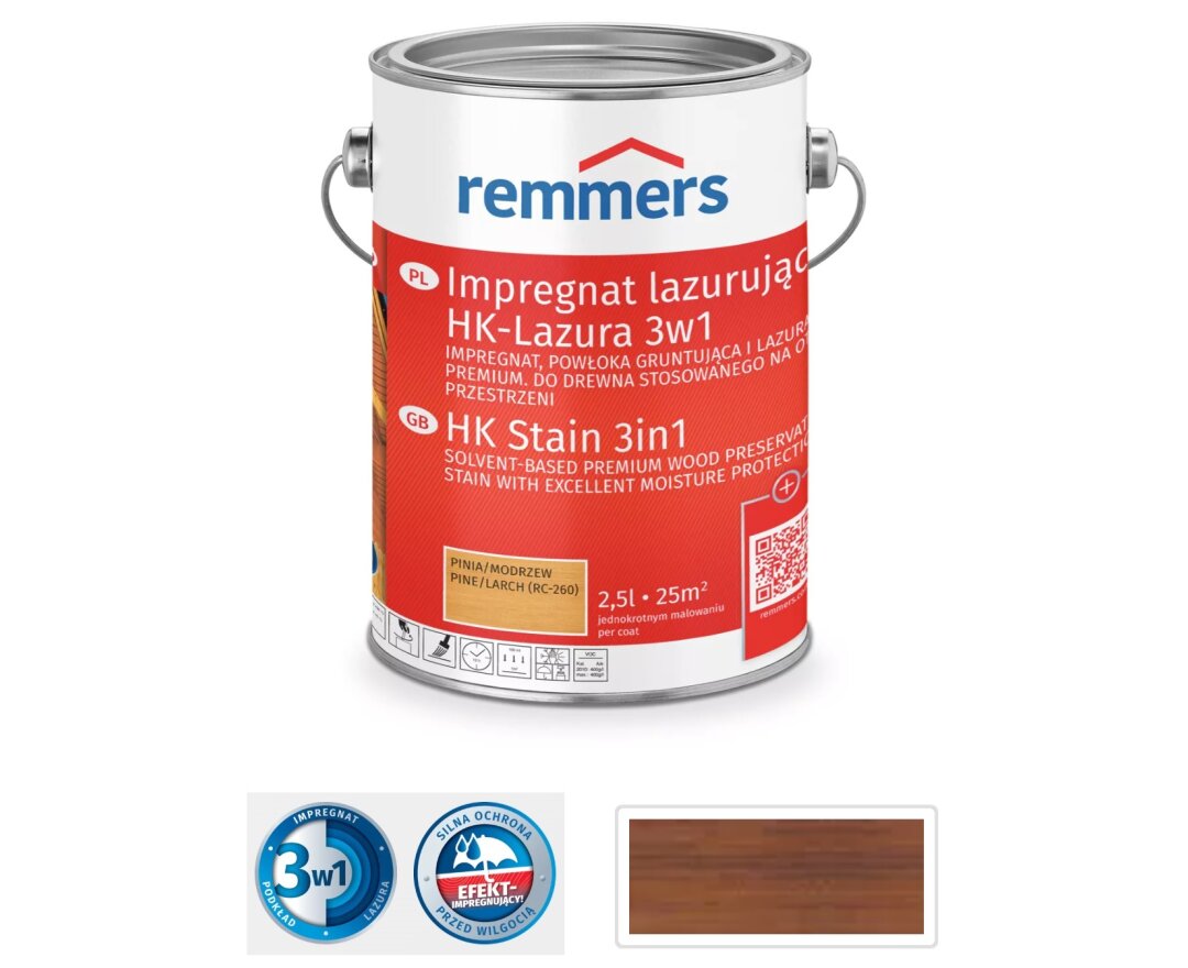 Impregnat lazurujący do drewna HK-Lazura 3w1 5L- fot-